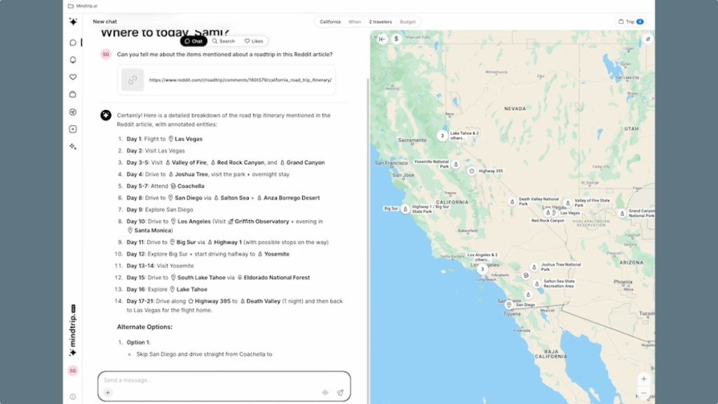 La nuova funzionalità di Mindtrip, una startup di viaggi, ti consente di creare un itinerario da uno screenshot, un video YouTube o TikTok